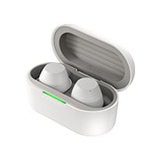 LG  LG xboom Buds by will.i.am | Audífonos Bluetooth | xboom Signature Sound con driver de grafeno | Color Blanco, cradle rear view with earbuds inside, BUDS, thumbnail 2