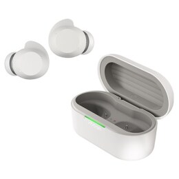 Vista frontal de la LG xboom Buds by will.i.am | Audífonos Bluetooth | xboom Signature Sound con driver de grafeno | Color Blanco2