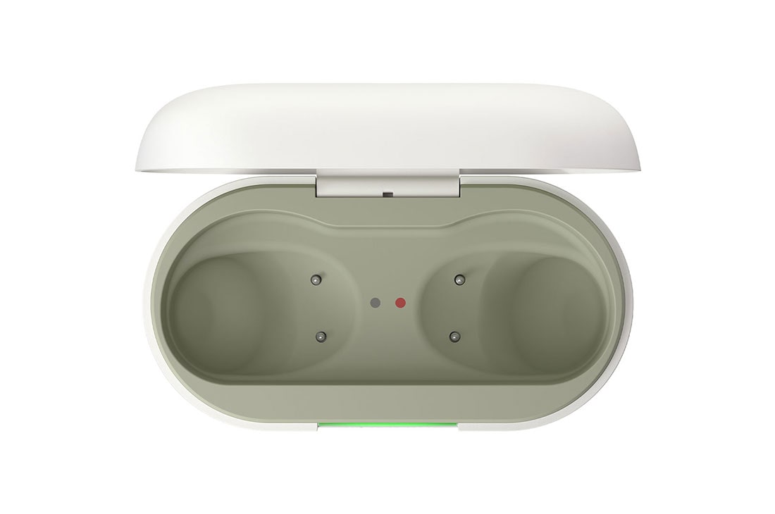 LG xboom Buds Lite by will.i.am | Audífonos Bluetooth | xboom Signature Sound con driver de grafeno | Color Blanco, opened empty cradle top view, BUDSLITE Blancos, thumbnail 12