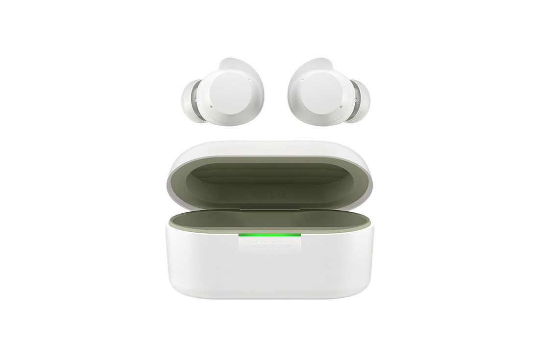 LG xboom Buds Lite by will.i.am | Audífonos Bluetooth | xboom Signature Sound con driver de grafeno | Color Blanco, front view with earbuds apart, BUDSLITE Blancos, thumbnail 13