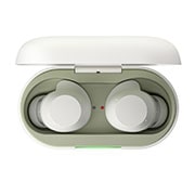 LG xboom Buds Lite by will.i.am | Audífonos Bluetooth | xboom Signature Sound con driver de grafeno | Color Blanco, opened cradle top view with earbuds, BUDSLITE Blancos, thumbnail 11