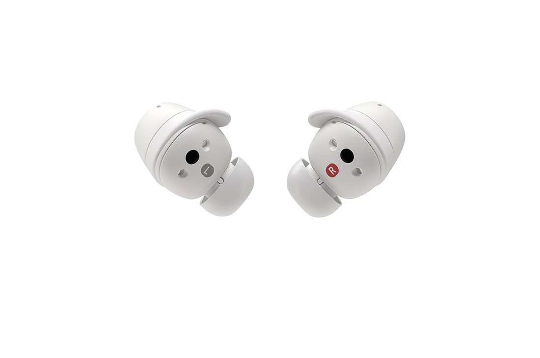 LG  LG xboom Buds by will.i.am | Audífonos Bluetooth | xboom Signature Sound con driver de grafeno | Color Blanco, cradle front view, BUDS.AMEXLWH, thumbnail 8