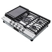 LG Estufa de gas inteligente de 36” con quemador doble UltraHeat™ de 22K BTU y perillas LED, Vista lateral izquierda a -15 grados, CBGJ3627S, thumbnail 6