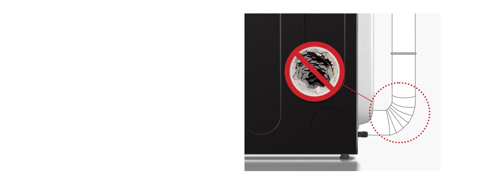 La tecnología Flow Sense evita la obstrucción en el conducto de la secadora.