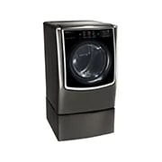 LG 9.0 pᶟ |Secadora a Eléctrica |Carga frontral| Vapor| Acero Inoxidable Negro | ThinQ™, LG SIGNATURE 9.0 cu. ft. Large Smart wi-fi Enabled Electric Dryer w/ TurboSteam™ , 15 degree side view from the bottom, DLEX9500K, thumbnail 6, DLEX9500K, thumbnail 5