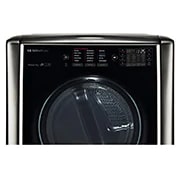 LG 9.0 pᶟ |Secadora a Eléctrica |Carga frontral| Vapor| Acero Inoxidable Negro | ThinQ™, LG SIGNATURE 9.0 cu. ft. Large Smart wi-fi Enabled Electric Dryer w/ TurboSteam™ , 15 degree side view from the bottom, DLEX9500K, thumbnail 7, DLEX9500K, thumbnail 6