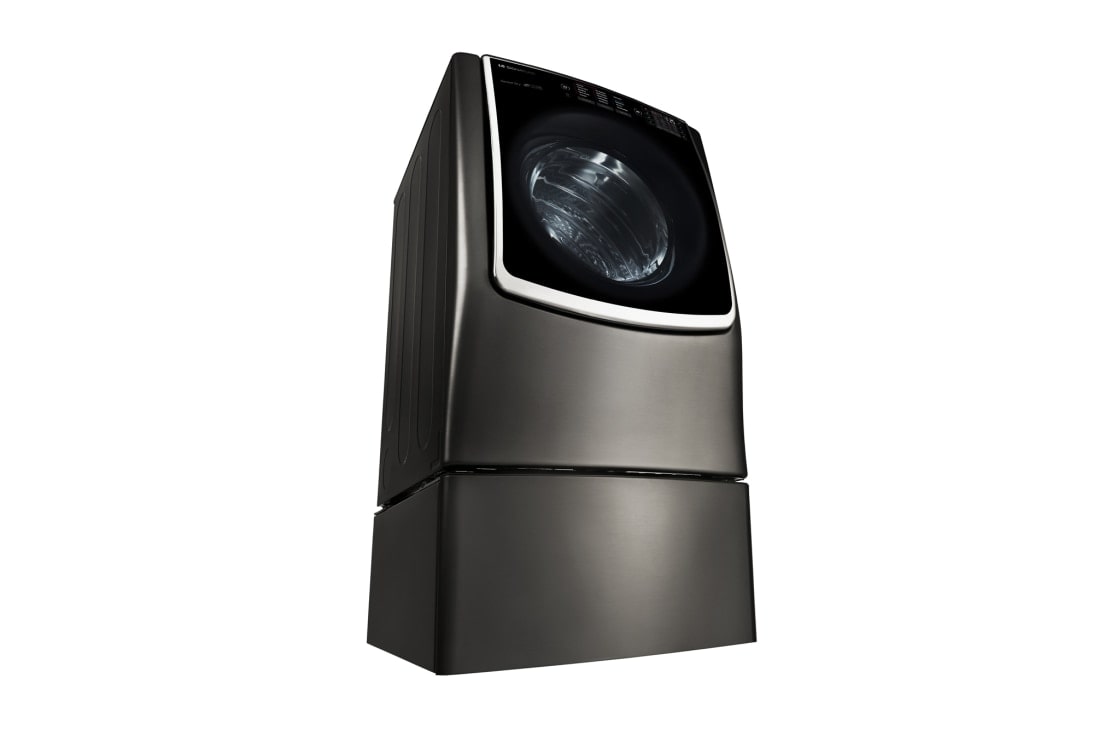 LG 9.0 pᶟ |Secadora a Eléctrica |Carga frontral| Vapor| Acero Inoxidable Negro | ThinQ™, LG SIGNATURE 9.0 cu. ft. Large Smart wi-fi Enabled Electric Dryer w/ TurboSteam™ , 15 degree side view from the bottom, DLEX9500K, thumbnail 9, DLEX9500K, thumbnail 8