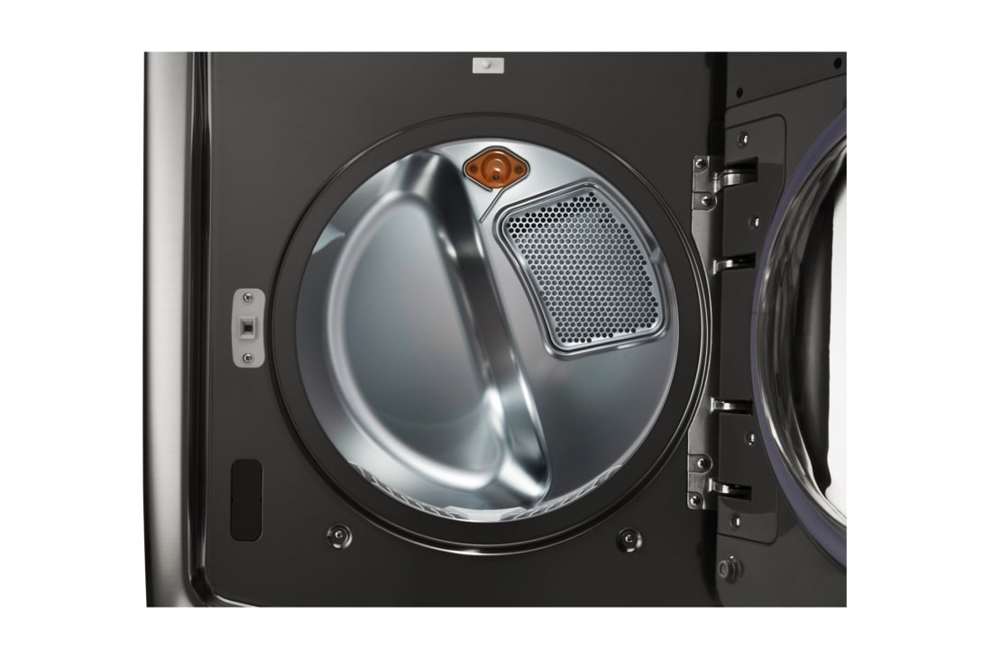 LG 9.0 pᶟ |Secadora a Eléctrica |Carga frontral| Vapor| Acero Inoxidable Negro | ThinQ™, LG SIGNATURE 9.0 cu. ft. Large Smart wi-fi Enabled Electric Dryer w/ TurboSteam™ , 15 degree side view from the bottom, DLEX9500K, thumbnail 4, DLEX9500K, thumbnail 3