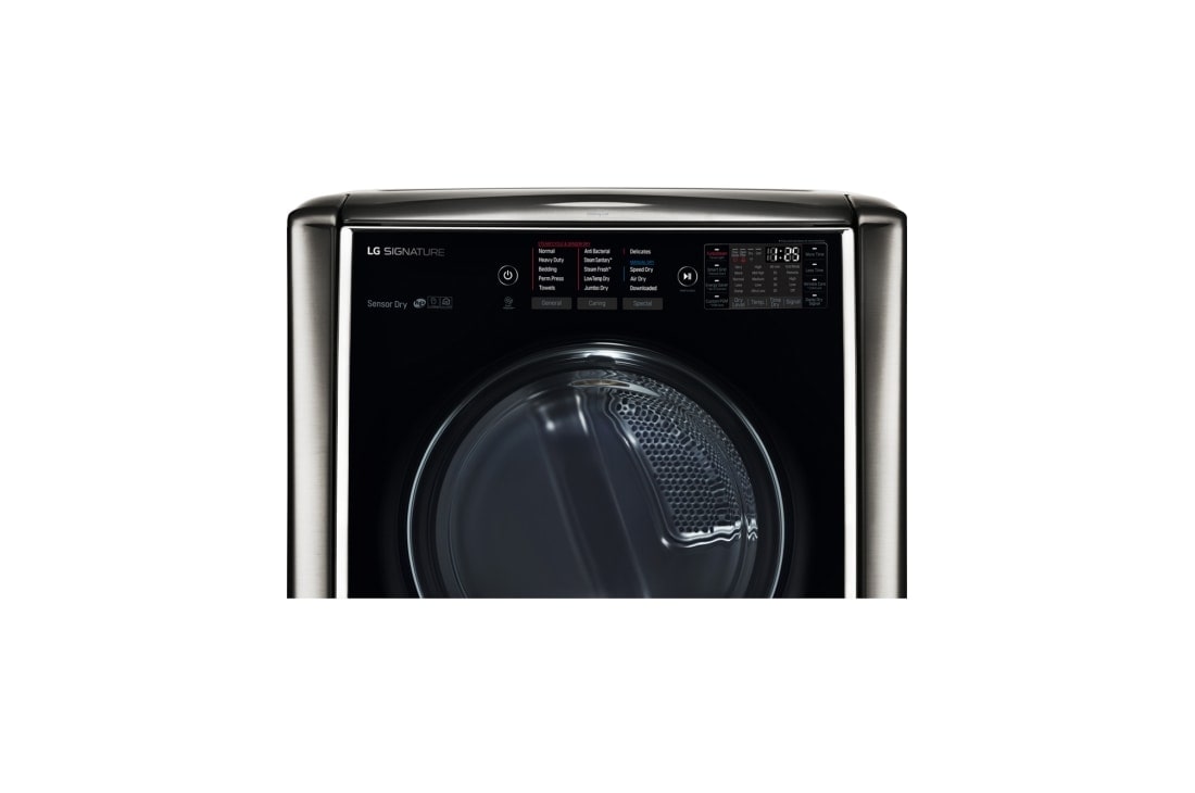 LG 9.0 pᶟ |Secadora a Eléctrica |Carga frontral| Vapor| Acero Inoxidable Negro | ThinQ™, LG SIGNATURE 9.0 cu. ft. Large Smart wi-fi Enabled Electric Dryer w/ TurboSteam™ , 15 degree side view from the bottom, DLEX9500K, thumbnail 7, DLEX9500K, thumbnail 6