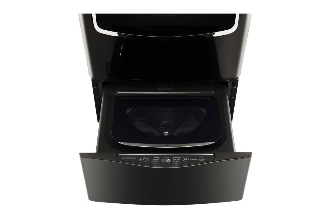 LG TWINWash Mini ™ LG SIGNATURE |1.0 pᶟ |3D Motion| Acero Inoxidable Negro| Smart Diagnosis, LG SIGNATURE 1.0 cu. ft. LG SideKick™ Pedestal Washer, LG TWINWash™ Compatible , 45 degree front view, WD205CK, thumbnail 4, WD205CK, thumbnail 5