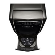 LG TWINWash Mini ™ LG SIGNATURE |1.0 pᶟ |3D Motion| Acero Inoxidable Negro| Smart Diagnosis, LG SIGNATURE 1.0 cu. ft. LG SideKick™ Pedestal Washer, LG TWINWash™ Compatible , top view with inside cover open, WD205CK, thumbnail 3, WD205CK, thumbnail 4