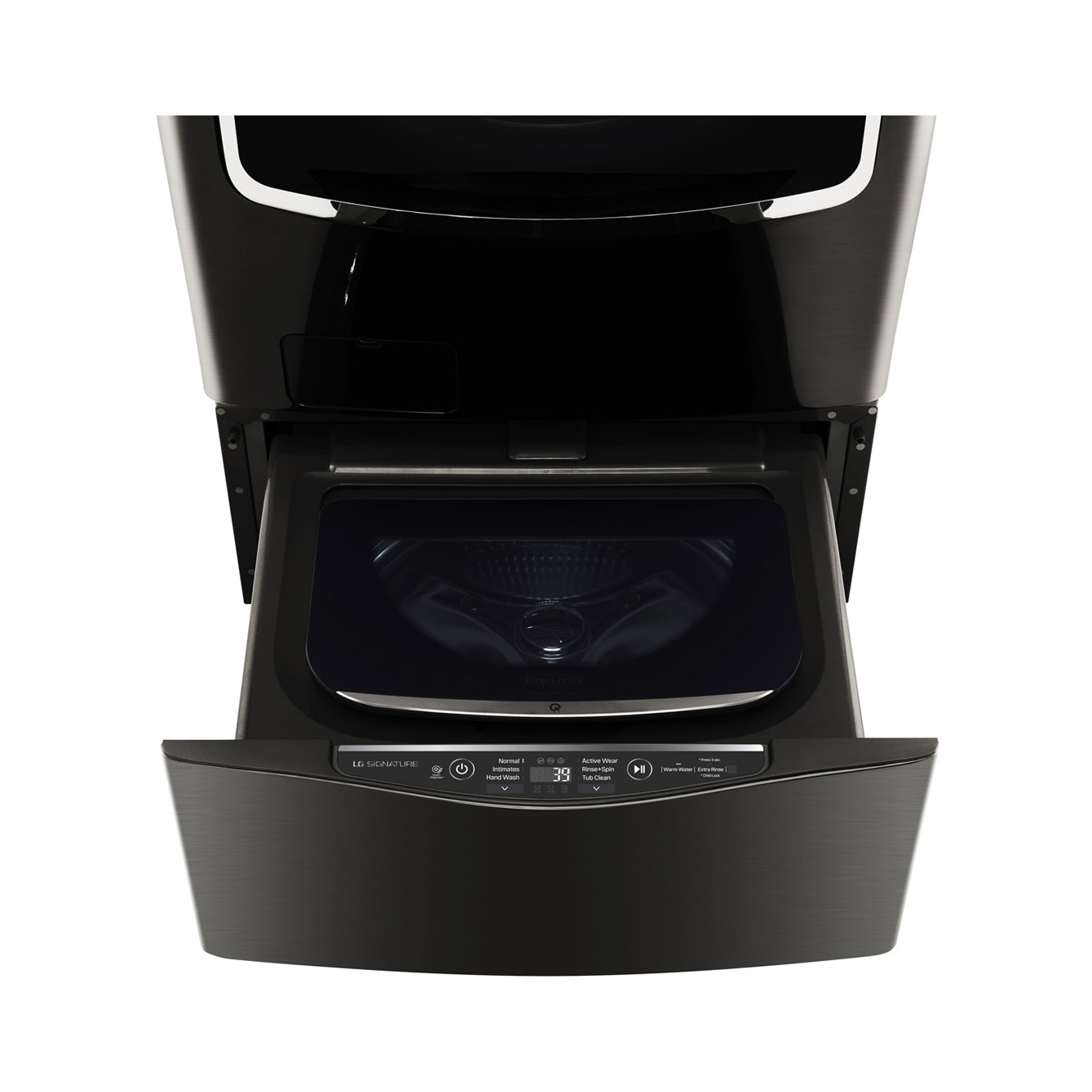 LG TWINWash Mini ™ LG SIGNATURE |1.0 pᶟ |3D Motion| Acero Inoxidable Negro| Smart Diagnosis, LG SIGNATURE 1.0 cu. ft. LG SideKick™ Pedestal Washer, LG TWINWash™ Compatible , 45 degree front view, WD205CK, thumbnail 4, WD205CK, thumbnail 5