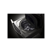 LG TWINWash Mini ™ LG SIGNATURE |1.0 pᶟ |3D Motion| Acero Inoxidable Negro| Smart Diagnosis, LG SIGNATURE 1.0 cu. ft. LG SideKick™ Pedestal Washer, LG TWINWash™ Compatible , -45 degree close-up side view with inside cover open, WD205CK, thumbnail 7, WD205CK, thumbnail 8