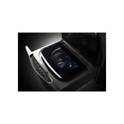 LG TWINWash Mini ™ LG SIGNATURE |1.0 pᶟ |3D Motion| Acero Inoxidable Negro| Smart Diagnosis, LG SIGNATURE 1.0 cu. ft. LG SideKick™ Pedestal Washer, LG TWINWash™ Compatible , -45 degree close-up side view with inside cover closed, WD205CK, thumbnail 8, WD205CK, thumbnail 9