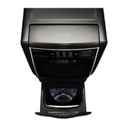 LG TWINWash Mini ™ LG SIGNATURE |1.0 pᶟ |3D Motion| Acero Inoxidable Negro| Smart Diagnosis, LG SIGNATURE 1.0 cu. ft. LG SideKick™ Pedestal Washer, LG TWINWash™ Compatible , front view with inside cover closed, WD205CK, thumbnail 10, WD205CK, thumbnail 10