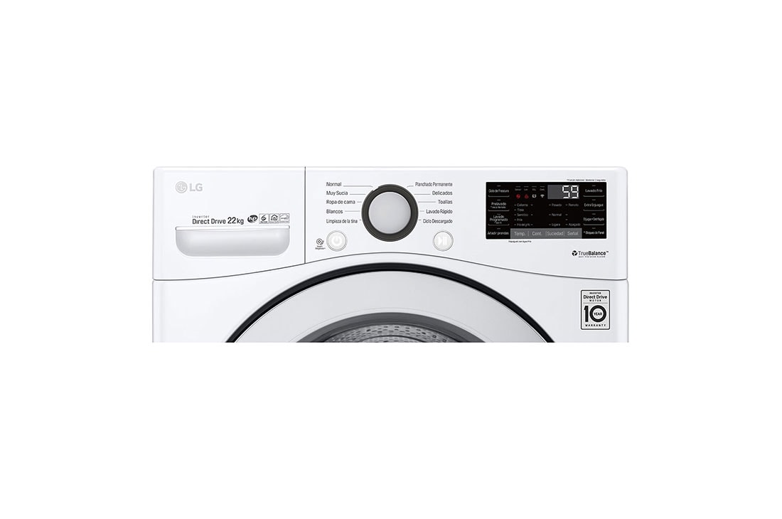 LG Lavadora Carga Frontal 22kg con Direct Drive Inverter & Smart ThinQ (Wi-Fi), Color Blanco, WM22WV26, thumbnail 10
