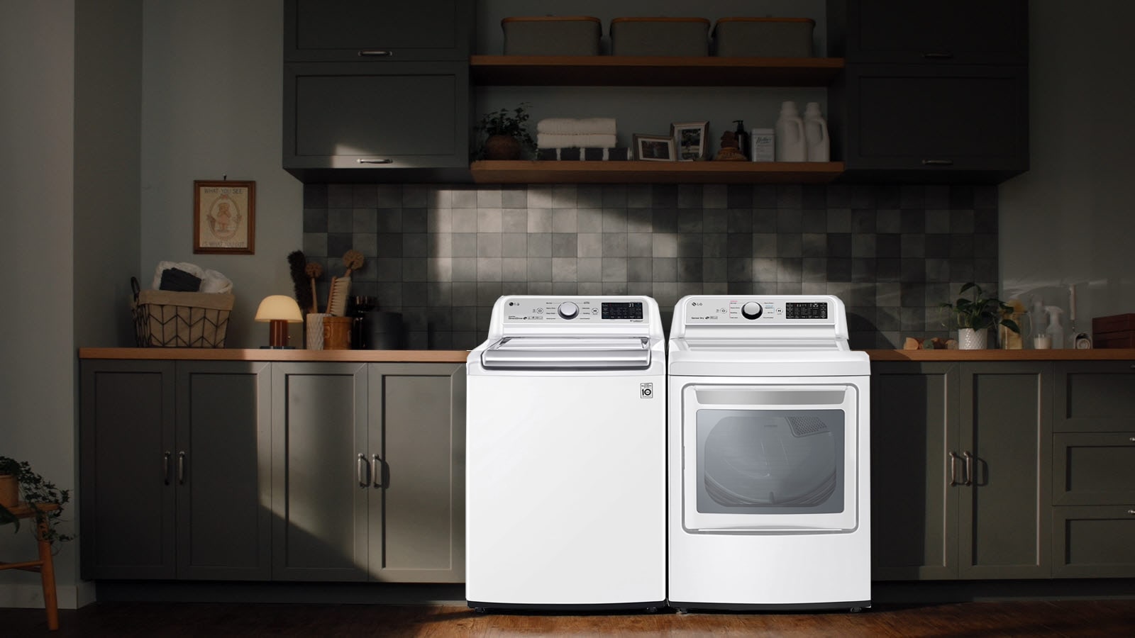 Video del interior de la lavadora LG con Agitator, mostrando el agitador y luego la lavadora y secadora.