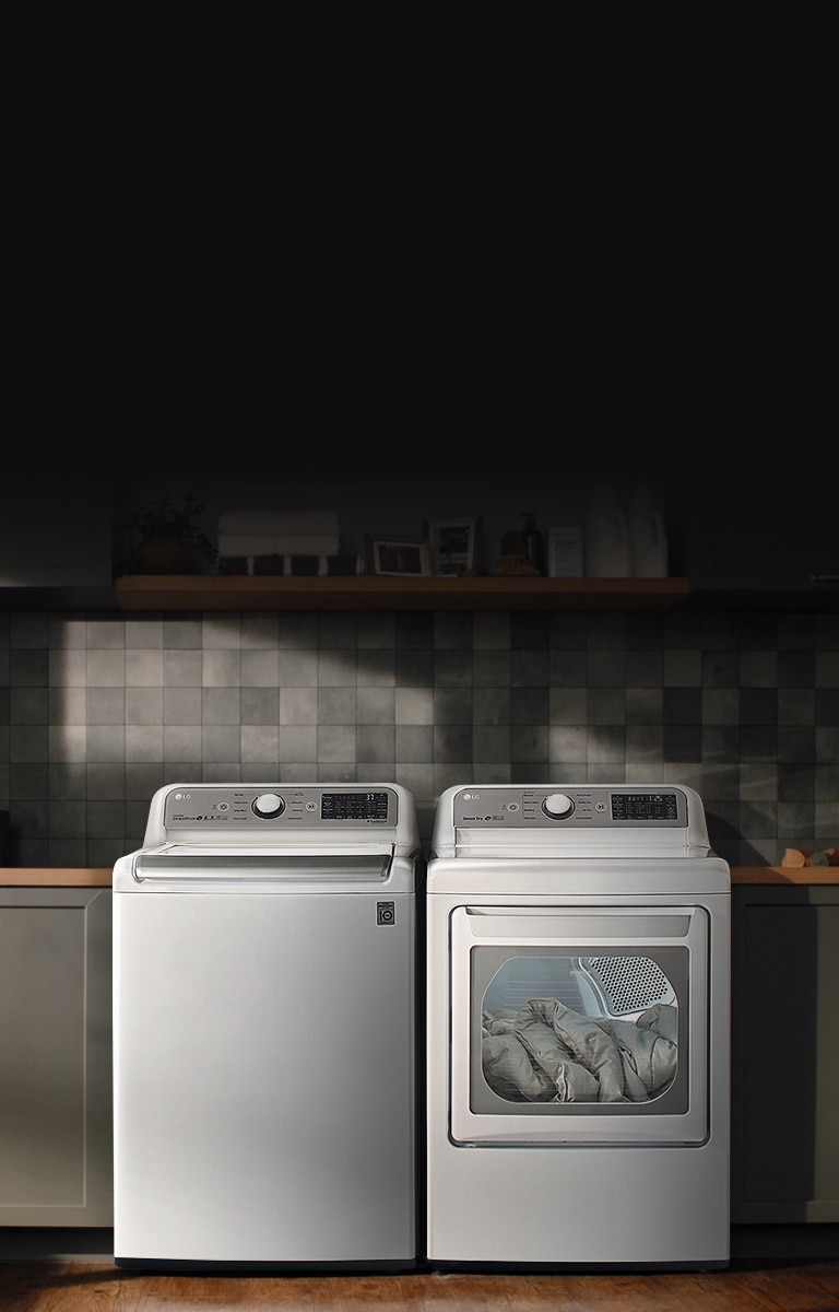 Un video muestra la lavadora LG Agitator en acción, enfocando el agitador y luego la lavadora y la secadora.