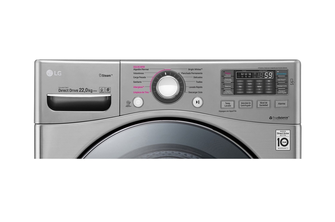 LG 22kg Lavadora Carga Frontal con Direct Drive Inverter & Smart Diagnosis™ Color Acero, WM22VVS6, thumbnail 6