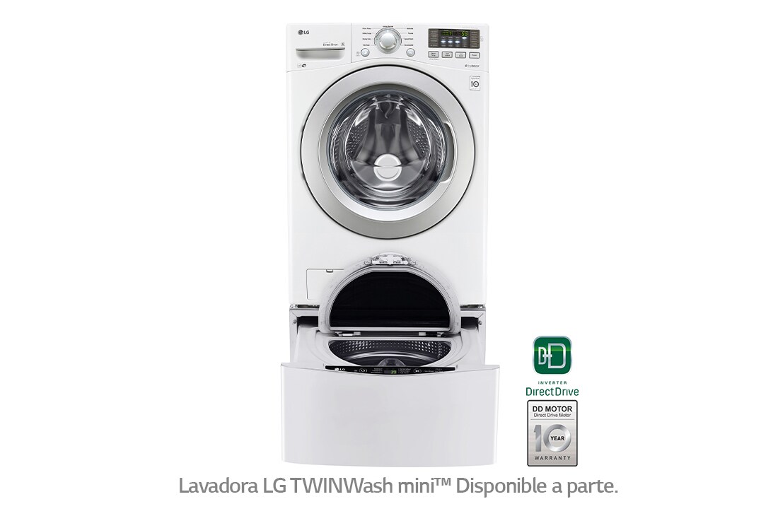 LG 4.5cu.ft Lavadora Carga Frontal Con Direct Drive Inverter & Smart ThinQ (Wi-Fi), Color Blanco, WM3270CW