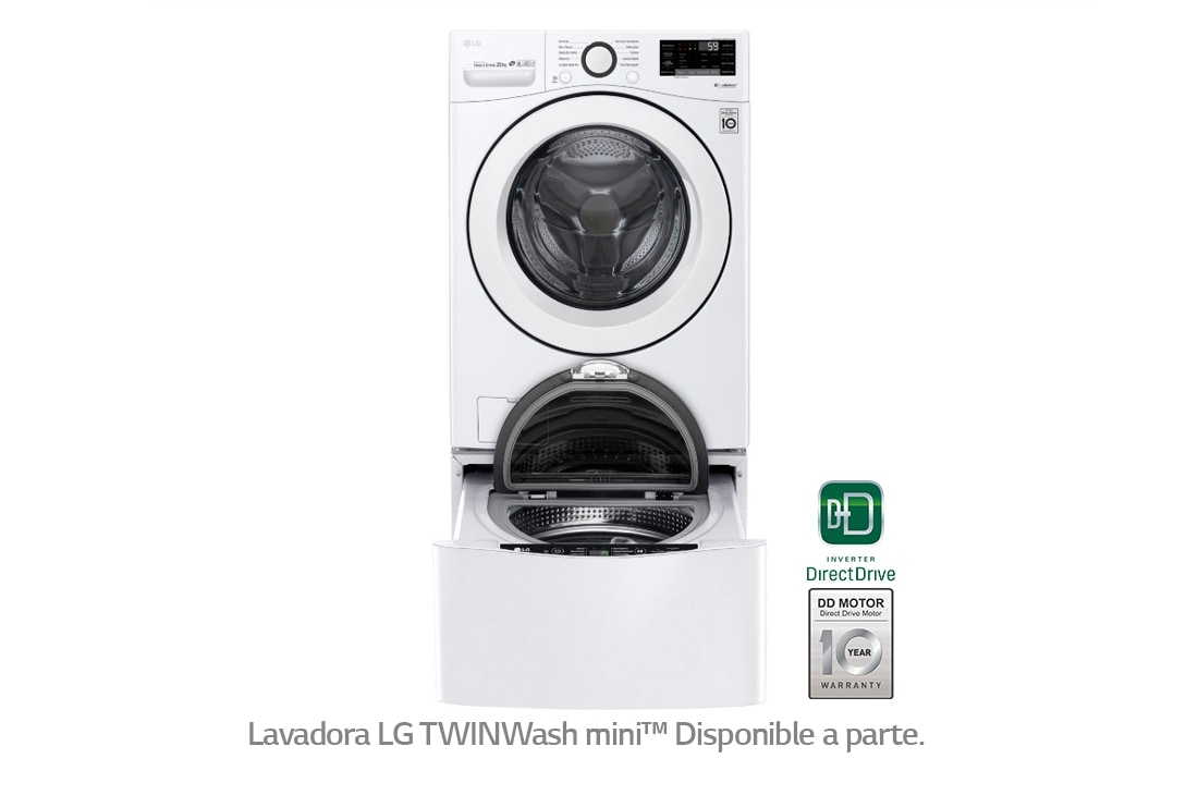 LG Lavadora Carga Frontal 22kg con Direct Drive Inverter & Smart ThinQ (Wi-Fi), Color Blanco, WM22WV26
