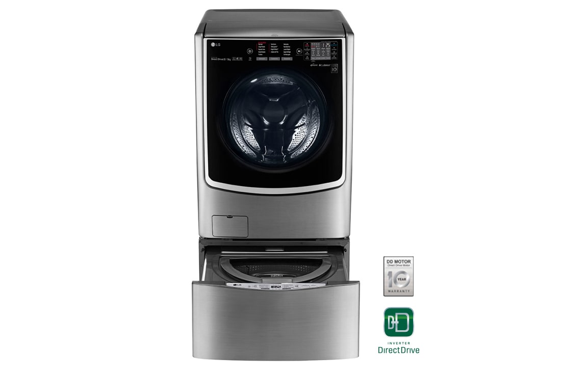 LG Total 25.5kg Lavasecadora Carga Frontal TWINWash mini, con Vapor, Direct Drive Inverter & Smart ThinQ(WI-Fi), Color Acero | LG Centroamérica el Caribe