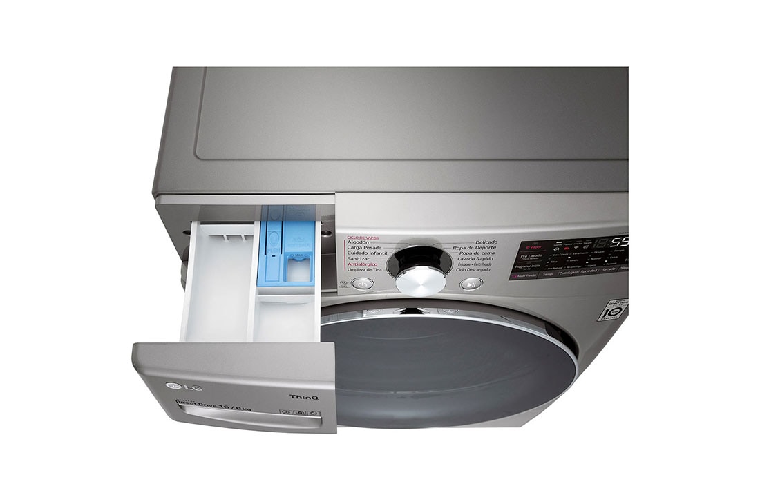 LG Lavadora secadora de 16 KG con tecnología AI DD™ y TurboWash, Vista detallada del vidrio templado, WD16SG2S6, thumbnail 5