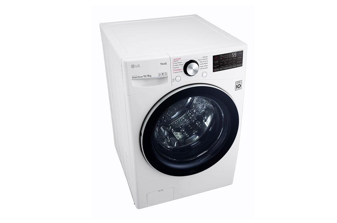 LG Lavadora secadora de 16 KG con tecnología AI DD™ y TurboWash, Vista de la perspectiva superior izquierda, WD16WG2S6, thumbnail 9