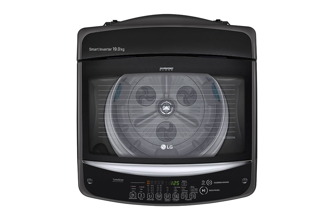 LG Lavadora Carga Superior 19kg  Smart Inverter, Smart Motion, TurboDrum™, Color Gris Oscuro, Vista Superior, WT19MBB, thumbnail 3