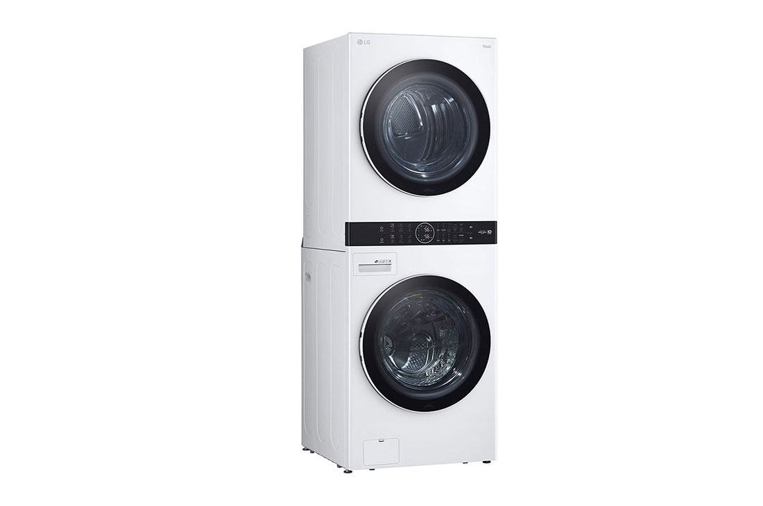 LG 22kg (lavado)/ 22kg (Secado) Torre de Lavadora AI Direct Drive™, Steam, Color Blanco, Torre de Lavado en un ángulo para mostrar el frente y el lateral., WK22WS6, thumbnail 15