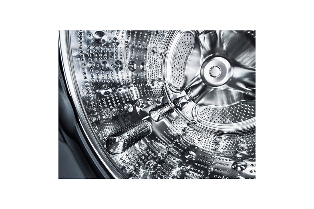 LG Torre de Lavado WashTower™ 4.5p³ (lavado)/ 7.4p³ (Secado Eléctrica) Carga frontal AI Direct Drive™ Steam Acero Negro, Primer plano del tambor de la lavadora., WKEX200HBA, thumbnail 8