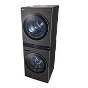 LG Torre de Lavado WashTower™ 4.5p³ (lavado)/ 7.4p³ (Secado Eléctrica) Carga frontal AI Direct Drive™ Steam Acero Negro, Torre de Lavado en un ángulo para mostrar el frente, el lateral y la parte superior de la máquina., WKEX200HBA, thumbnail 10