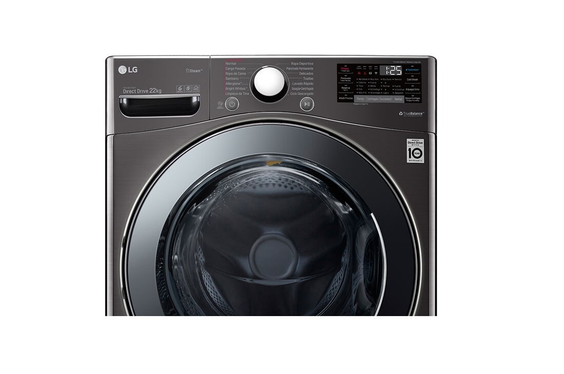 LG Lavadora Carga Frontal 22kg Direct Drive Inverter & ThinQ, Steam™ Color Acero Negro, WM22BV2S6B, WM22BV2S6B, thumbnail 4