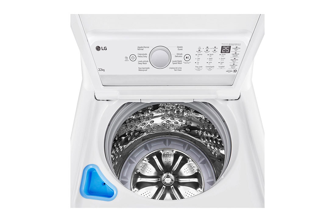 LG 22kg Lavadora Carga Superior con Direct Drive Inverter & Smart Diagnosis, Color Blanco , TOP PERSPECTIVE DRUM VIEW, WT22WT6HK, thumbnail 8