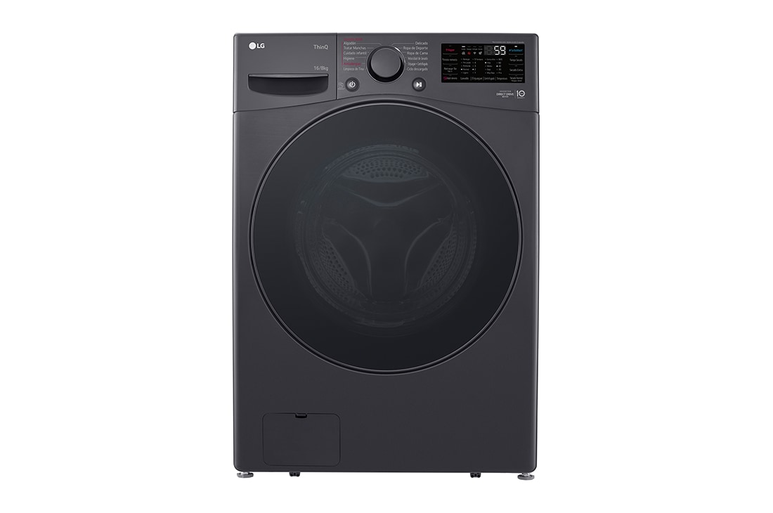 LG Lavasecadora Carga Frontal 16Kg / 8Kg LG WD16MG2S6P  6 Motion DD  Motor Inverter AI Direct Drive™ TurboWash™  ThinQ™	, vista frontal, WD16MG2S6P