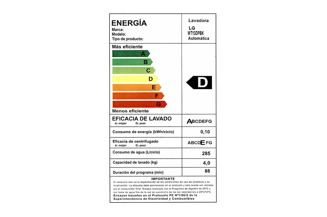 LG 13kg Lavadora Carga Superior, Smart Inverter, Smart Motion, TurboDrum™, Color Blanco, Energy label, WT13WPBPK, thumbnail 6