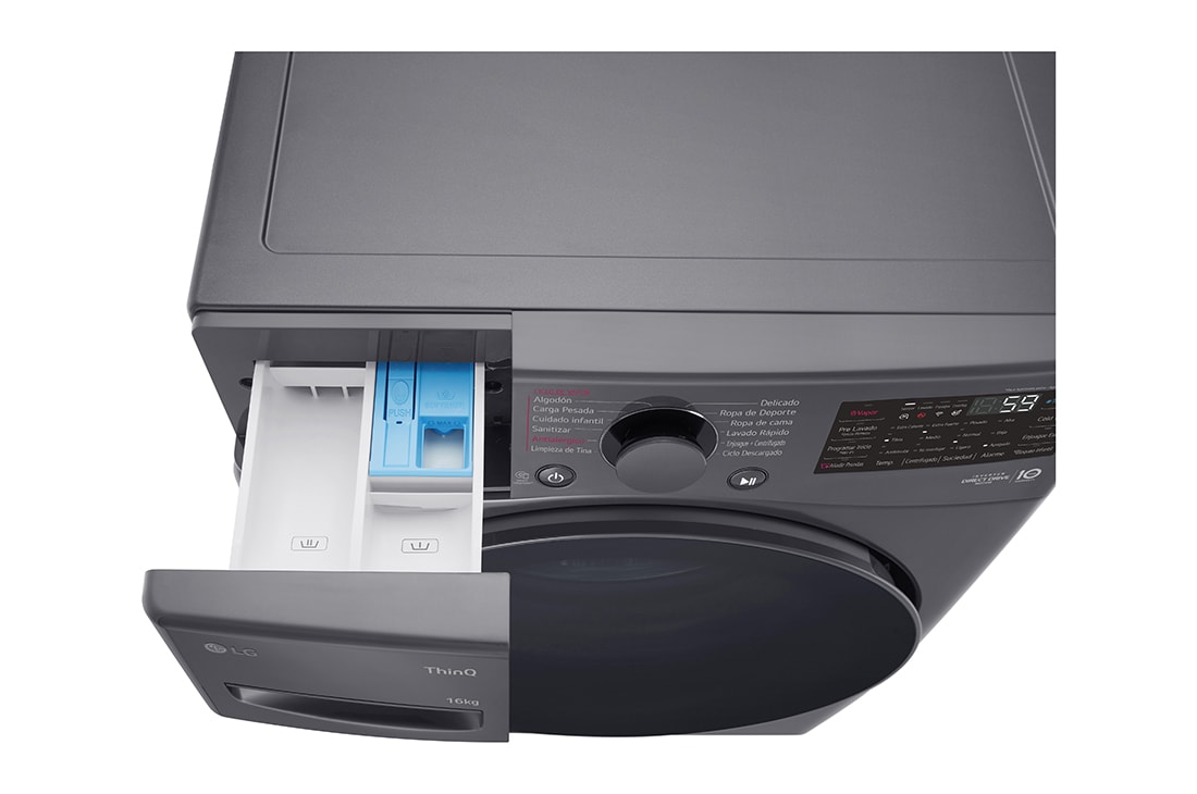 LG Lavadora Carga Frontal 16Kg Tecnología AI DD™ & Steam™ ThinQ™ Color Middle Black, Drawer Open Detail 2, WO16MG2S6P, thumbnail 8