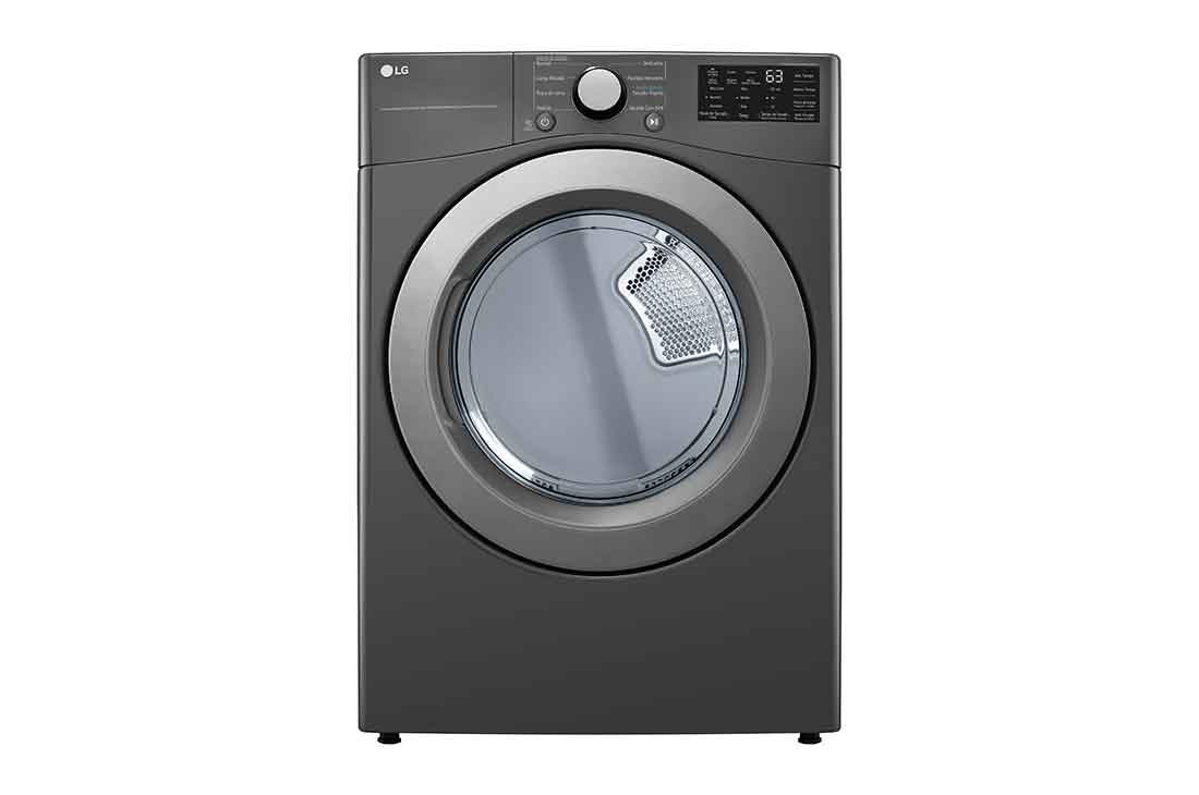 LG Secadora Eléctrica Carga Frontal 7.4pᶟ Sensor Dry Smart Diagnosis™ Middle Black, font view, DF50MV2S6WE