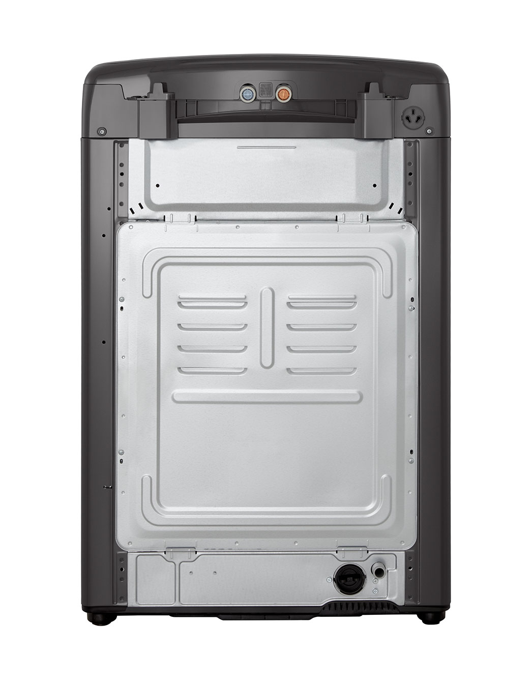 LG Lavadora LG Carga Superior Smart Inverter con LG TurboDrum 19Kg – Gris oxford, Back side View, WT19MVTM