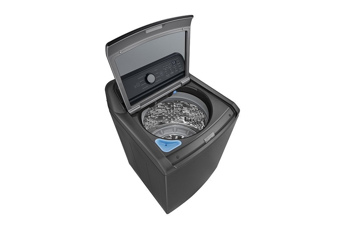 LG Lavadora LG Carga Superior Inverter DD con sistema 6 Motion DD 25 Kg, Color Negro, Right side view with door opened, WT25MT6HK, thumbnail 7
