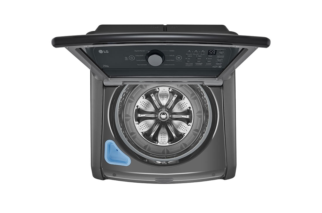 LG Lavadora LG Carga Superior Inverter DD con sistema 6 Motion DD 25 Kg, Color Negro, Top view with door opened, WT25MT6HK, thumbnail 9