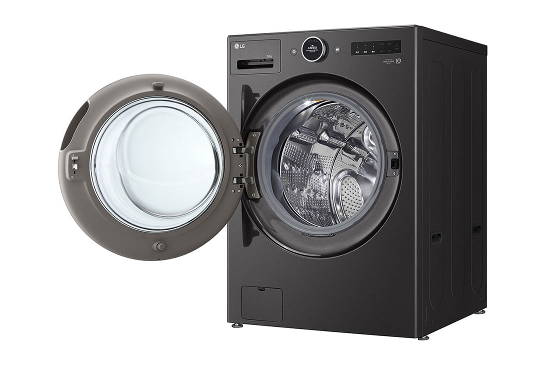 LG Lavadora 23 kg TurboWash360™ AI DD™ con vapor, Left drum open view, WM23BFXS6, thumbnail 9