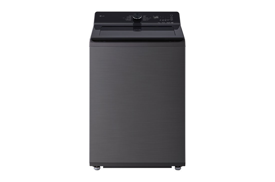 LG Lavadora LG Carga Superior 25kg - Negra, front view of 27kg Top Load Washing Machine Black Steel - AI DD™, 6 Motion™, TurboWash3D™ WT25EWTX6.AGWEECD, WT25PBTX6