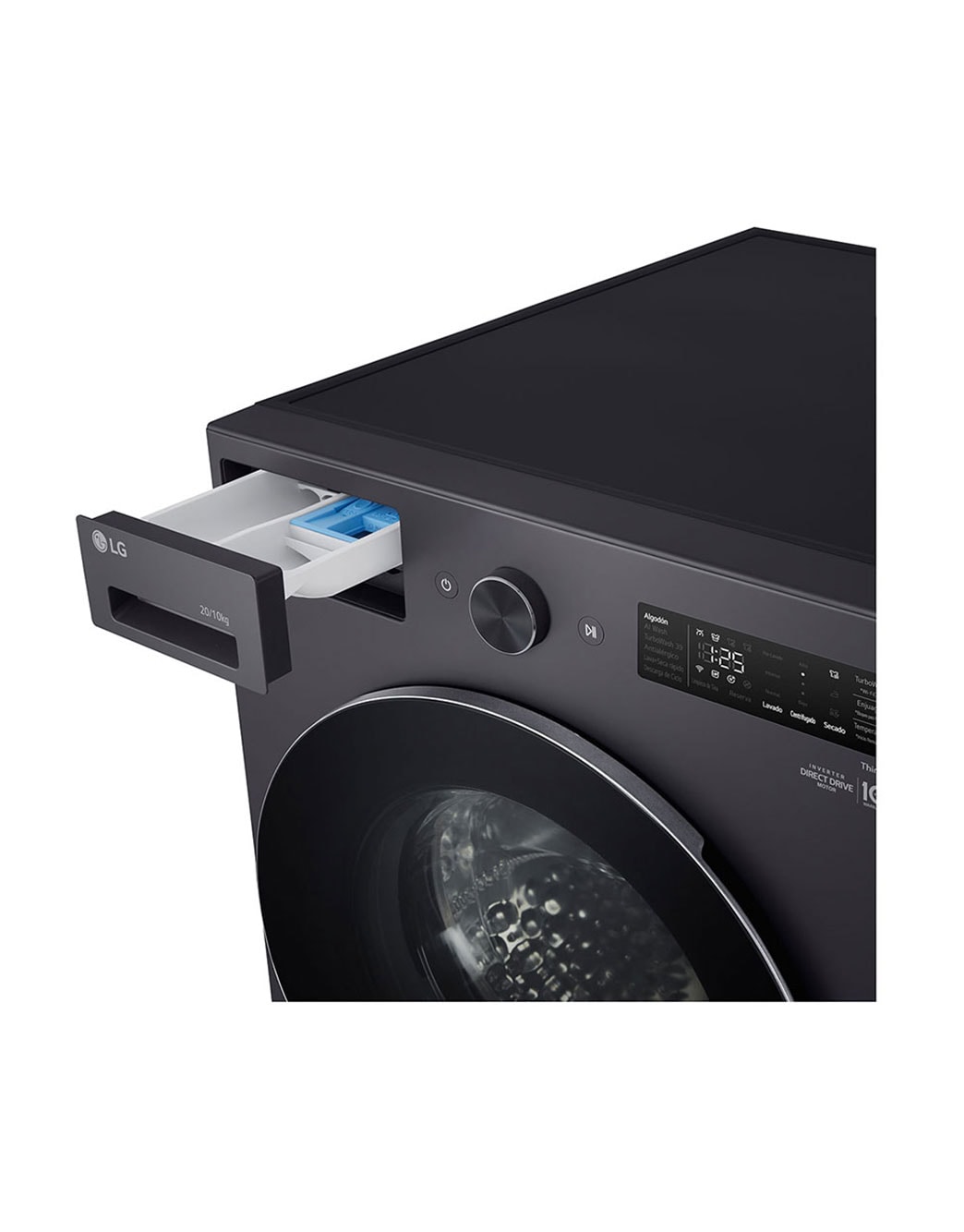 LG Lavasecadora LG Carga Frontal AI DD™ (Inteligencia Artificial) - Capacidad 20kg / 10kg - Color Grafito, Detergent port view, WD20EGNT6PC, thumbnail 4