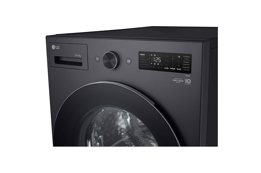 LG Lavasecadora LG Carga Frontal AI DD™ (Inteligencia Artificial) - Capacidad 20kg / 10kg - Color Grafito, Side panel view, WD20EGNT6PC, thumbnail 6