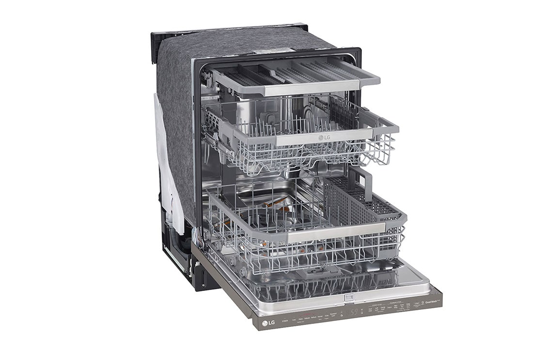 LG Lavavajillas LG QuadWash™ TrueSteam™ Empotre, Top perspective door open emoty view, LDP6810BD, thumbnail 10