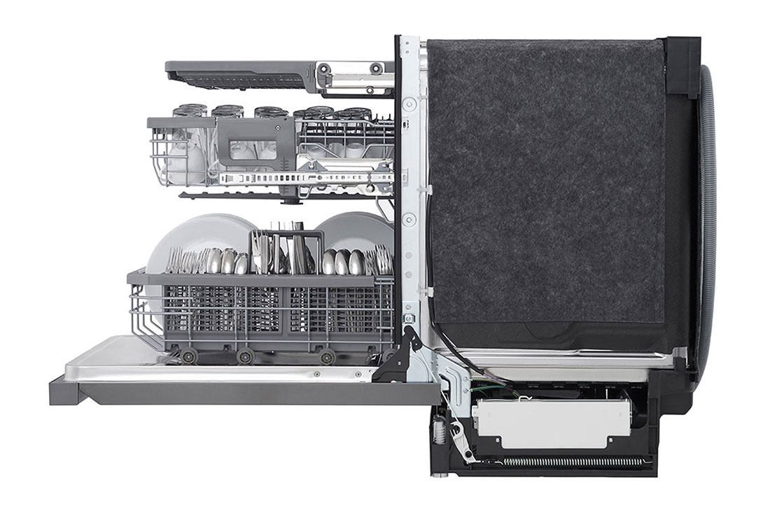 LG Lavavajillas LG QuadWash™ TrueSteam™ Empotre, Left Side door open view, LDP6810BD, thumbnail 11