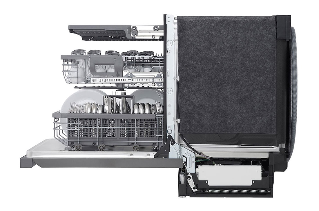 LG Lavavajillas LG QuadWash™ TrueSteam™ Empotre, Left Side door open view, LDP6810BD, thumbnail 12