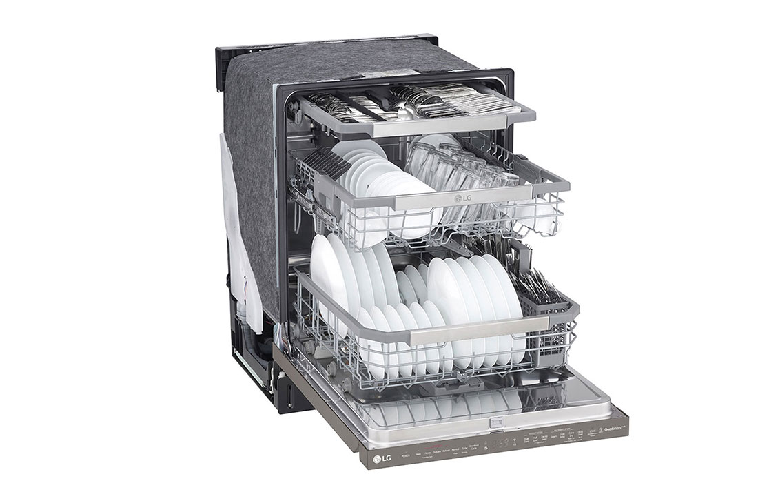 LG Lavavajillas LG QuadWash™ TrueSteam™ Empotre, Top perspective door open view, LDP6810BD, thumbnail 9