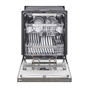 LG Lavavajillas LG QuadWash™ TrueSteam™ Empotre, Front view of door open with plates, LDP6810BD, thumbnail 3